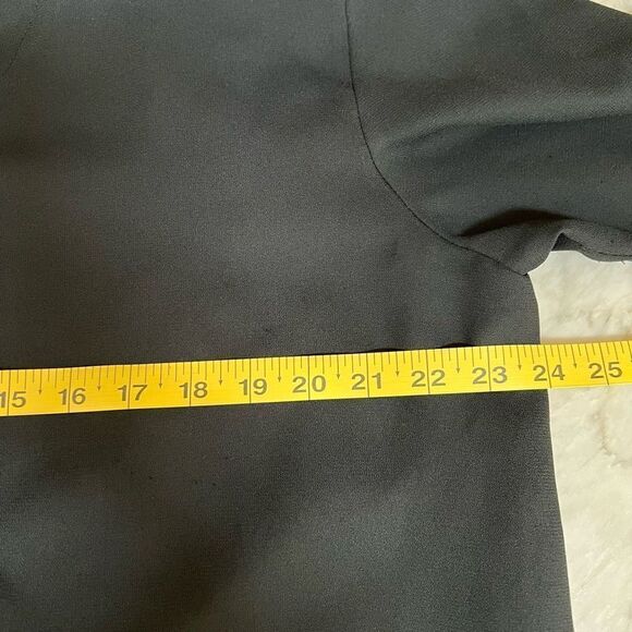 Diane Von FURSTENBERG vintage black button down midi dress shoulder pads size L - Picture 6 of 7